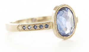 Hewn Oval Sapphire Pave Ring