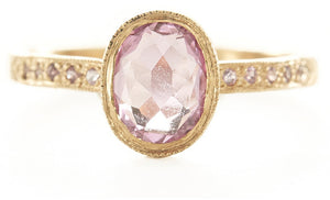 Hewn Oval Pink Sapphire Pave Ring