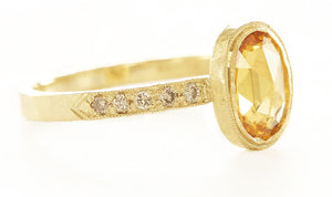 Hewn Oval Yellow Sapphire Pave Ring