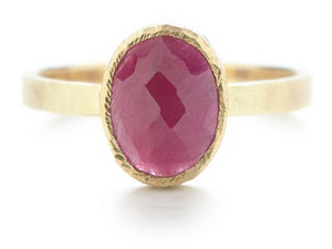 Hewn Oval Ruby Ring