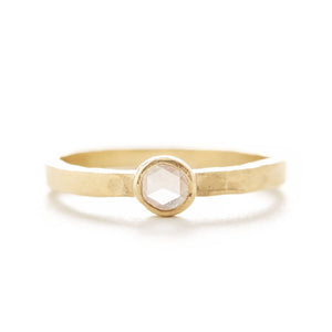 Hewn Round Small White Diamond Ring