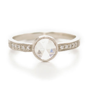 Hewn Round White Diamond Pave Ring