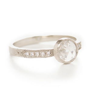Hewn Round White Diamond Pave Ring