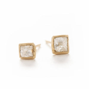 Hewn Pyramid Diamond Stud Earrings