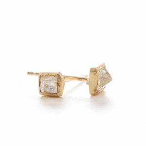 Hewn Pyramid Diamond Stud Earrings