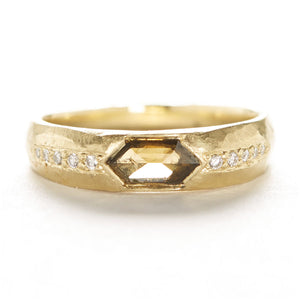 Elongated Hexagon Taper Diamond Ring