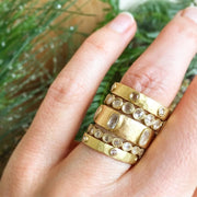 Large Diamond Bead Rose Cut Ring