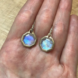 Clover Octagon Moonstone Earrings