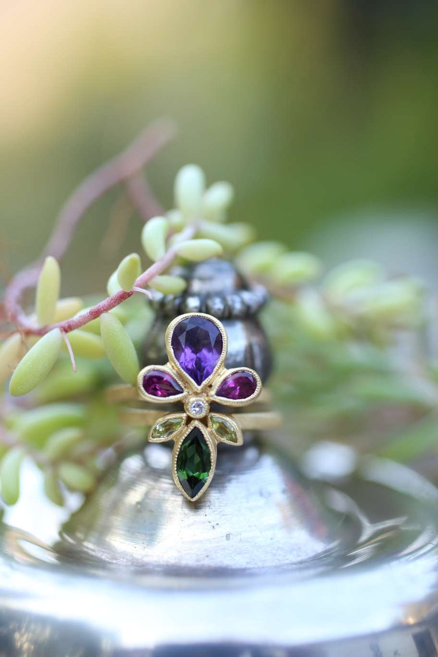 Posy Amethyst Diamond Stacking Ring