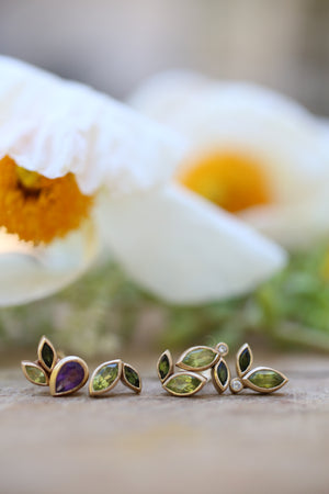 Verdant Petal Pair Stud Earrings