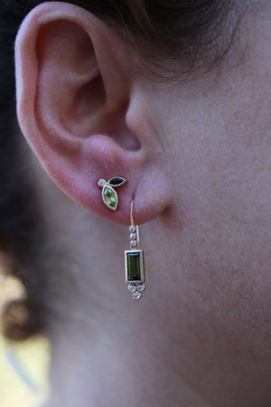 Holy Trinity Green Tourmaline Diamond Earrings