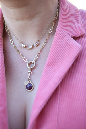 Trinity Emerald Cut Morganite Necklace