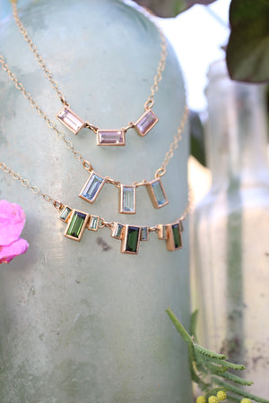 Trinity Emerald Cut Morganite Necklace