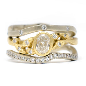 Golden Vine Full Cut Diamond Leaf Ring