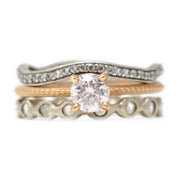 Clover Beaded Solitaire Ring