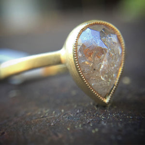 Blockette Pear Opaque Diamond Ring