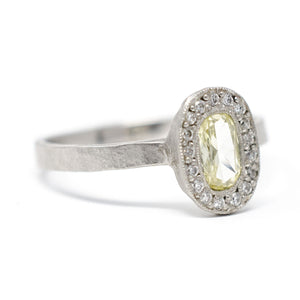 Lux Oval Platinum Yellow Diamond Ring