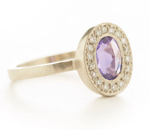 Lux Plus Oval Purple Sapphire Diamond Ring