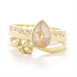 Blockette Pear Opaque Diamond Ring