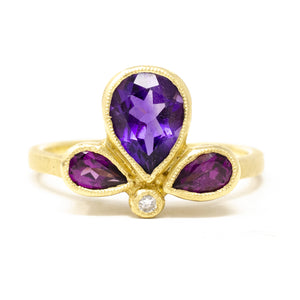 Posy Amethyst Diamond Stacking Ring