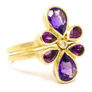 Posy Amethyst Diamond Stacking Ring