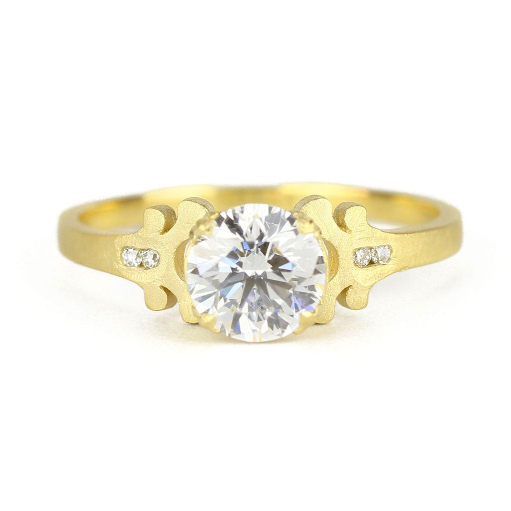 14k White Gold And 18K Gold Custom Vintage Diamond Engagement Ring #102797  - Seattle Bellevue | Joseph Jewelry