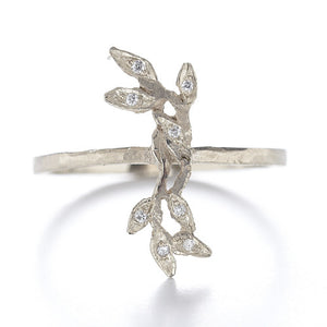 Relic Vine Line Ring with White Diamonds