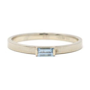 Stacking Baguette Horizontal Aquamarine Ring