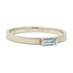 Stacking Baguette Horizontal Aquamarine Ring