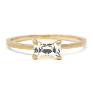 Horizontal Emerald Cut White Sapphire Ring