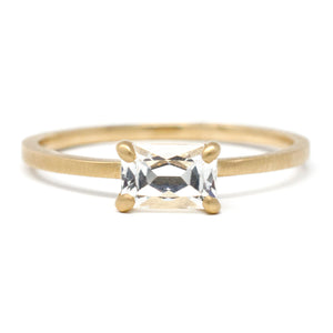 Horizontal Emerald Cut White Sapphire Ring