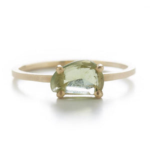 Stacking Asymmetrical Green Apatite Ring