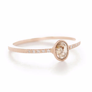 Stacking Oval Cognac Diamond Pave Ring