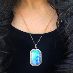 Clover Emerald Cut Moonstone Necklace