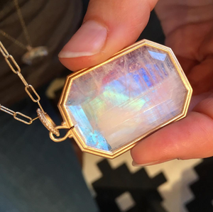 Clover Emerald Cut Moonstone Necklace