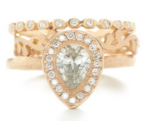 Pink Pear Diamond Halo Ring