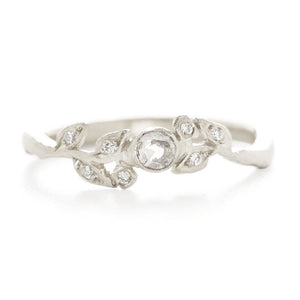 Vine White Diamond Leaf Ring