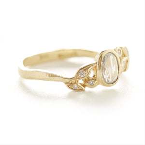 Vine Oval Diamond Leaf Ring