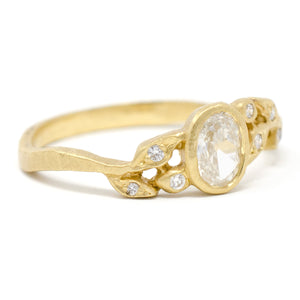 Golden Vine Full Cut Diamond Leaf Ring