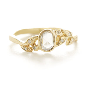 Vine Oval Diamond Leaf Ring