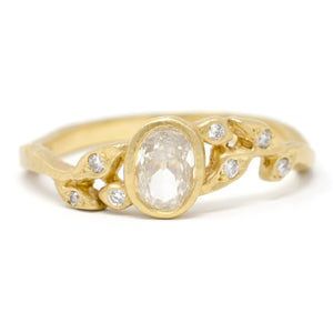 Golden Vine Full Cut Diamond Leaf Ring