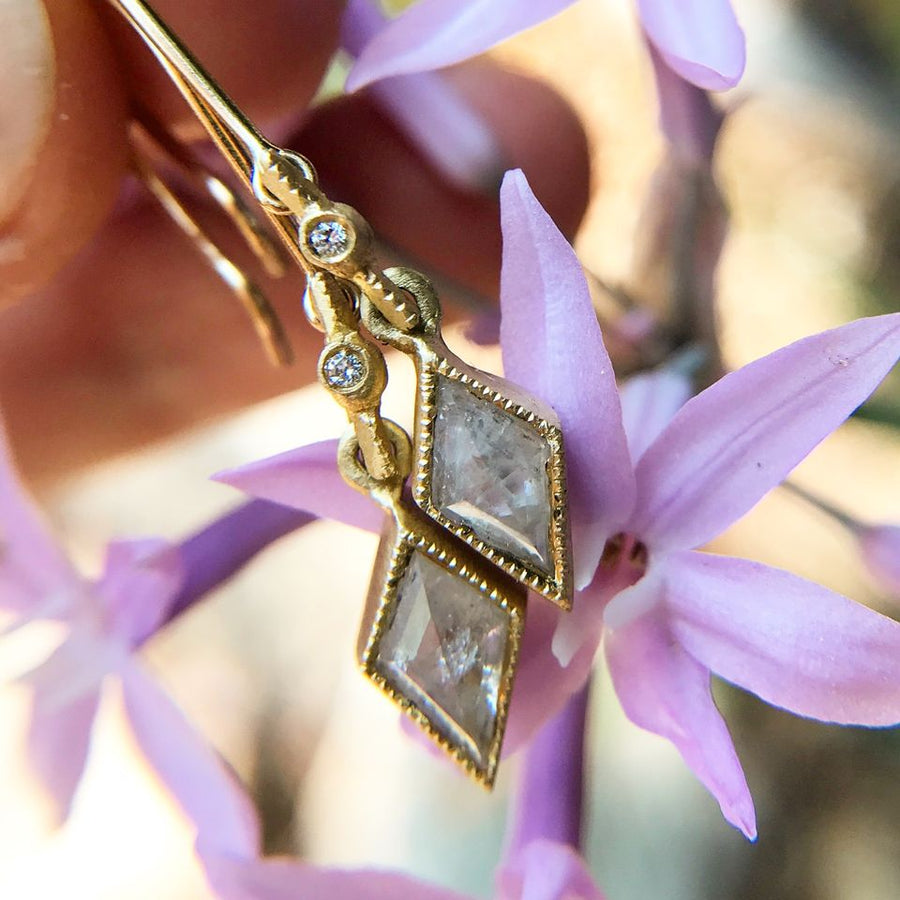 Blockette Kite Opaque Diamond Earrings